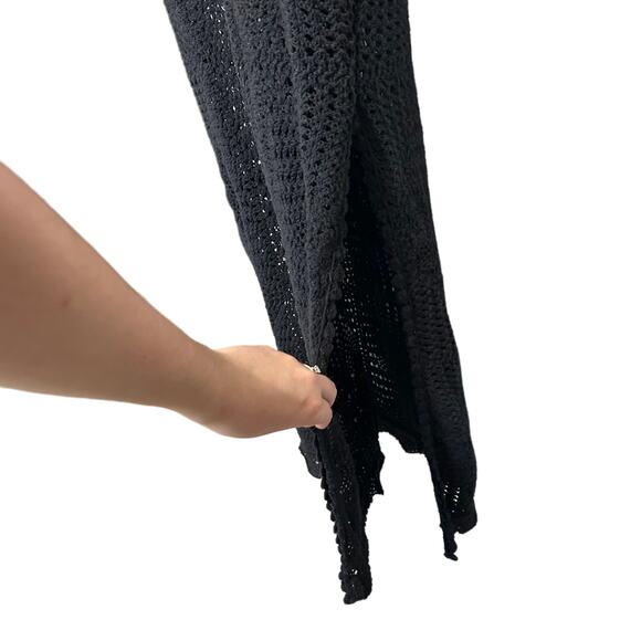 Free People Crochet Knit Sleeveless Maxi Dress NWT Women's Sz M Black Boho Lined - Picture 5 of 8